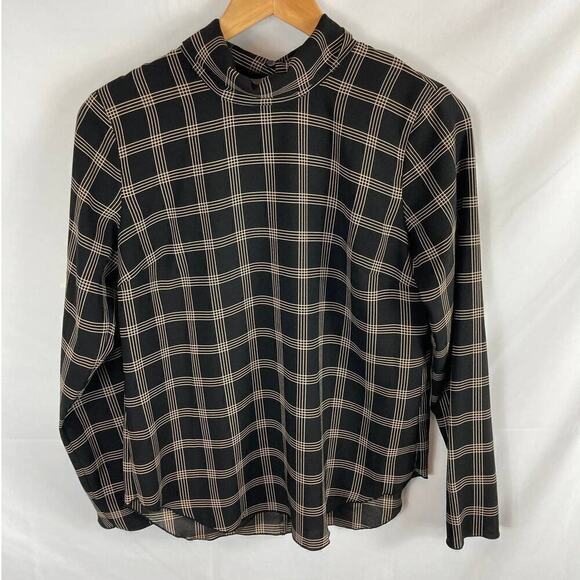 Ann Taylor Tops - Ann Taylor Plaid Turtleneck Top in Brown XS